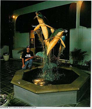 9 Foot Syn Fountain by Wyland - Wyland Galleries of the Florida Keys
