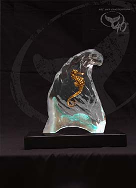 Sea Horse Lucite by Wyland - Wyland Galleries of the Florida Keys