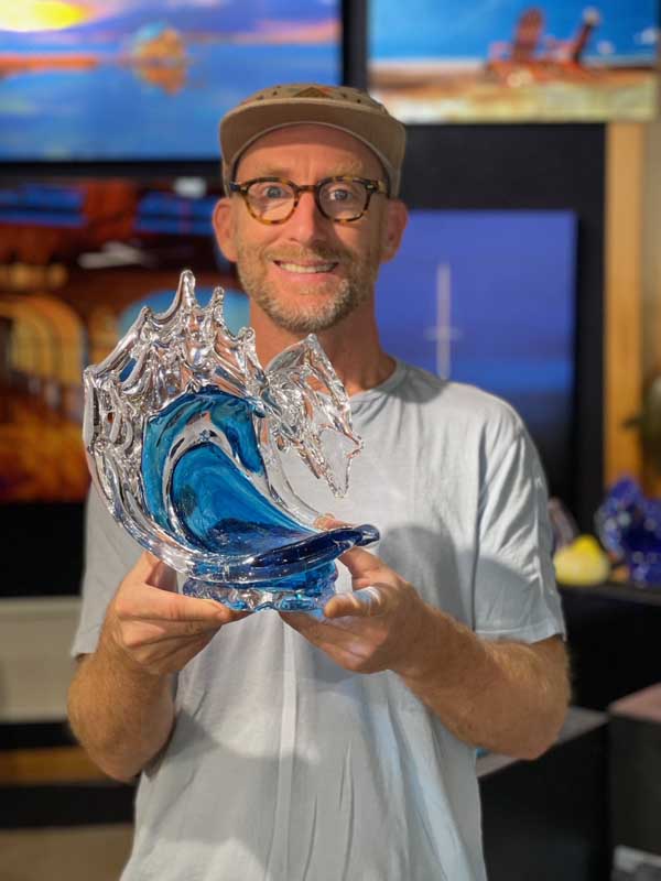 Small Springwater Glass Wave by David Wight Glass art