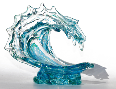 Turquois Tsunami Close Up David Wight glass art Wyland Galleries of the Florida Keys