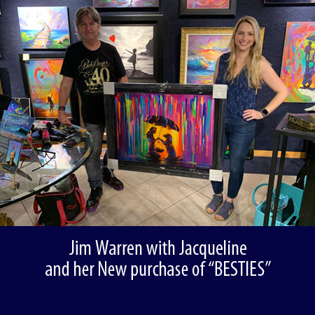 Jim Warren with Jacqueline and her New purchase of “BESTIES” at Wyland Galleries Sarasota