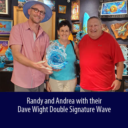 Randy and Andrea with their Dave Wight Double Signature Wave at Wyland Gallery Sarasota