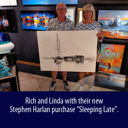 Rich and Linda with their new Stephen Harlan purchase at Wyland Gallery Sarasota