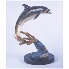 Dolphin Timer by Wyland - small bronze sculpture