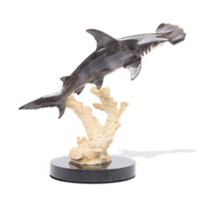 Great Hammerhead Shark by Wyland - small bronze sculpture