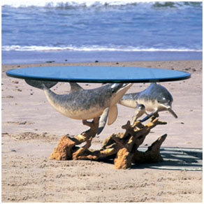 Reef Visit End Table by Wyland - bronze sculpture table