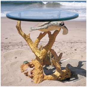 Turtle end table by Wyland - bronze sculpture table