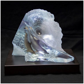 Below the Surf - Limited Edition - Wyland Lucite Sculpture