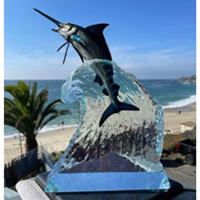 Blue Marlin Sea - Limited Edition - Wyland Lucite Sculpture