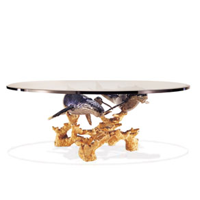 humpback reef family table by Wyland - bronze sculpture table