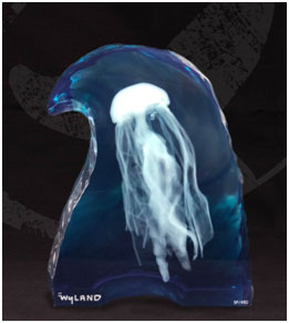 Jellyfish in the Deep Blue Sea by Wyland - Lucite Sculptures by Wyland limited edition