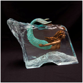 Mermaid Sea Sea - Wyland Lucite Sculptures - limited edition