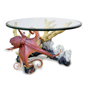 octopus encounter coffee table by Wyland - bronze sculpture table