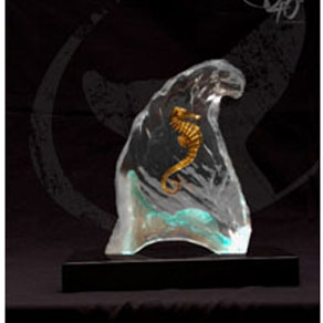 Sea Horse Sea Wyland Lucite Sculpture - limited edition
