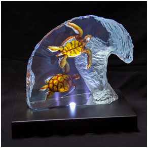 Sea Turtle Reflections Wyland Lucite Sculpture - limited edition