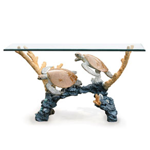turtle arch entry table by Wyland - bronze sculpture table