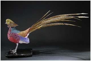 Golden Pheasant Sculpture by Clarity Brinkerhoff at Wyland Galleries of the Florida Keys