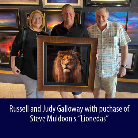 Russell and Judy Galloway with puchase of Steve Muldoon's Lionedas