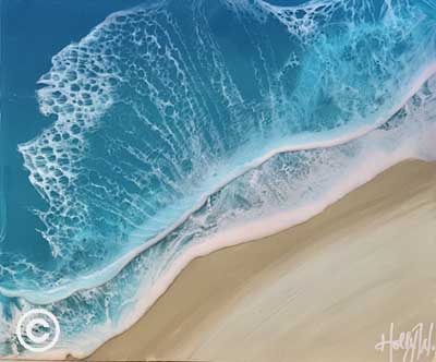 Foaming Waves Holly Weber 12x10 Resin Art
