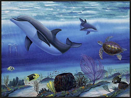 Dolphin Reef Life Wyland Art on Metal at Wyland Galleries