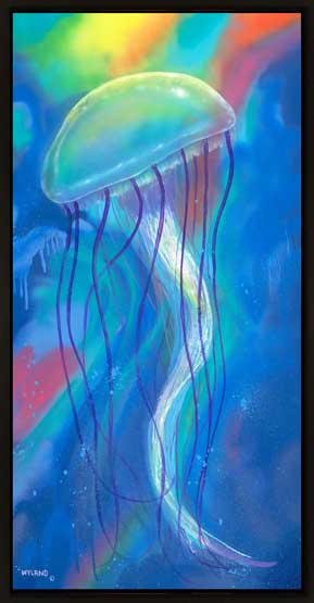 Jelly Sea Wyland Art on Metal at Wyland Galleries of the Florida Keys