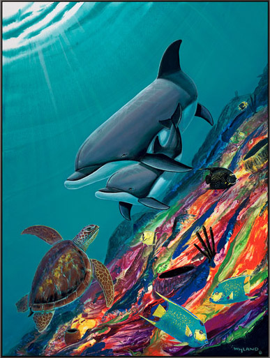 Our Radiant Reef Wyland Art on Metal at Wyland Galleries of the Florida Keys