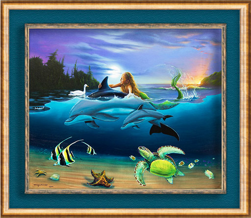 The Littlest Mermaid Rides Again Wyland Giclee 31x35 at Wyland Galleries