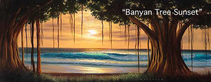 Banyan Tree Sunset - Art by Walfrido Garcia at Wyland Galleries of the Florida Keys