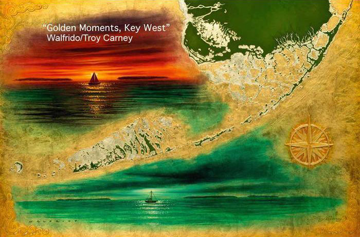 Golden Moments Key West Art by Walfrido Garcia at Wyland Galleries of the Florida Keys