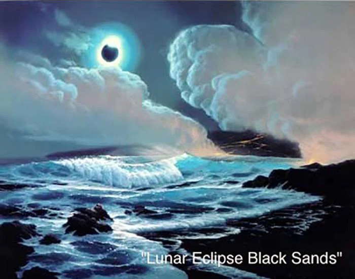 Lunar Eclipse Black Sands - Art by Walfrido Garcia at Wyland Galleries of the Florida Keys