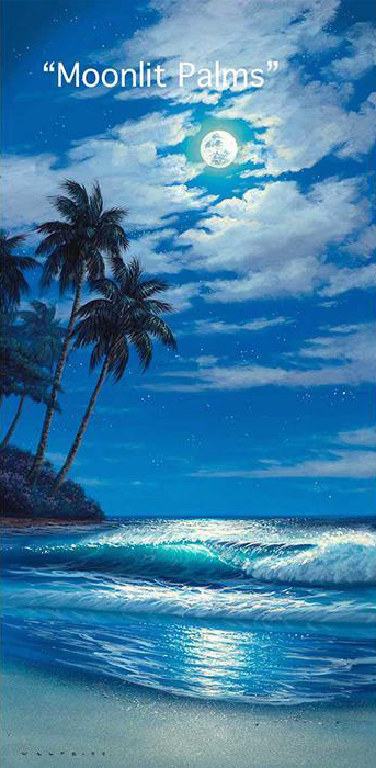 Moonlit Palms - Art by Walfrido Garcia at Wyland Galleries of the Florida Keys