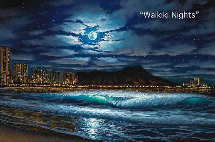 Waikiki Nights - Art by Walfrido Garcia at Wyland Galleries of the Florida Keys