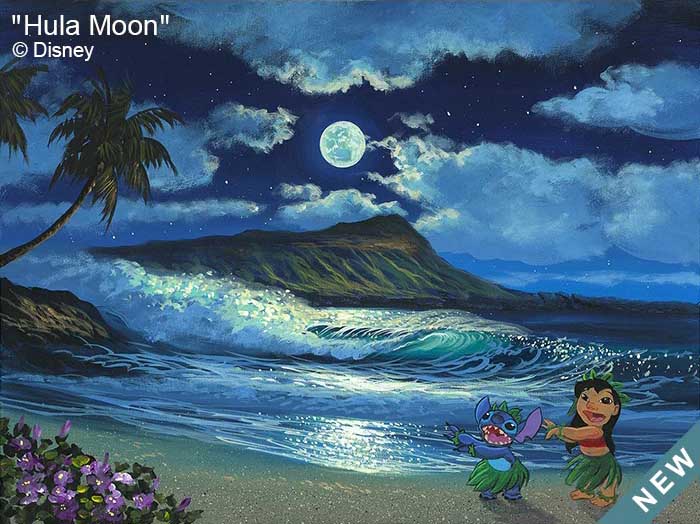 Hula Moon Disney Art by Walfrido Garcia at Wyland Galleries of the Florida Keys