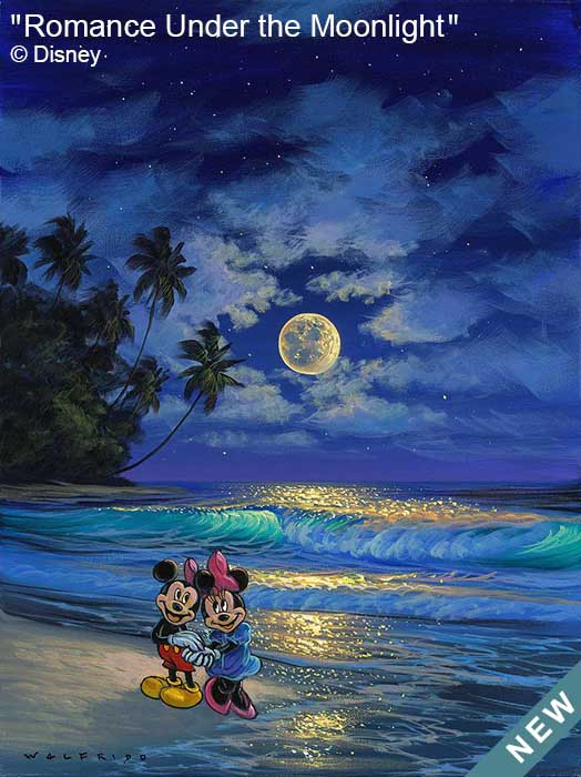 Romance Under the Moonlight Disney Art by Walfrido Garcia at Wyland Galleries of the Florida Keys
