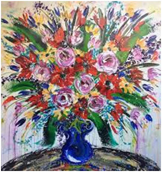 Velia Newman art at Wyland Galleries Key West - flower bouquet