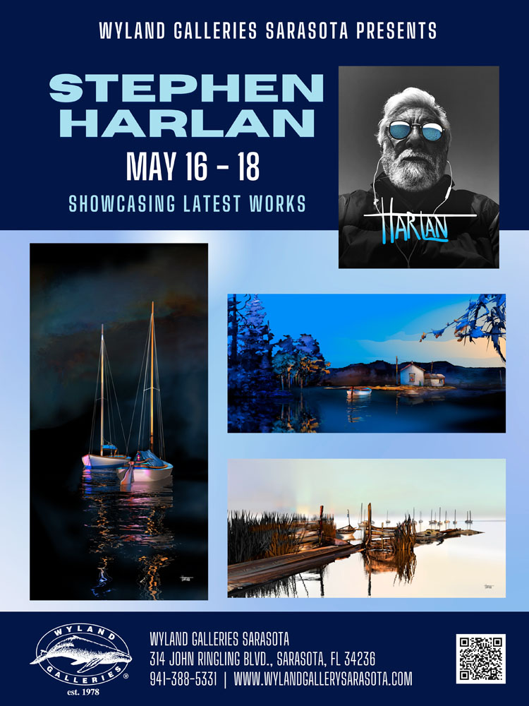 Stephen Harlan art show Wyland Galleries Sarasota May 16-18, 2025